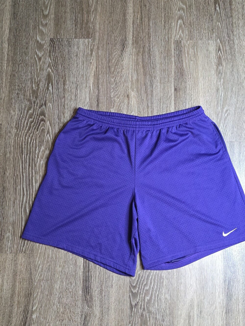 Nike Men’s Purple Mesh Athletic Shorts with White Swoosh